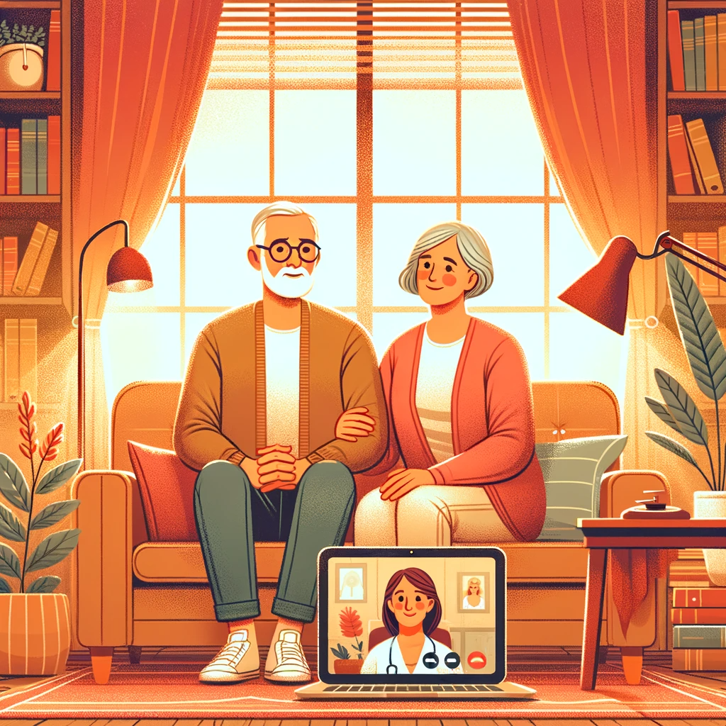 an-inviting-warm-illustration-representing-mental-health-support-for-the-elderly.-the-image-should-depict-a-senior-man-and-a-woman-sitting-comfortabl