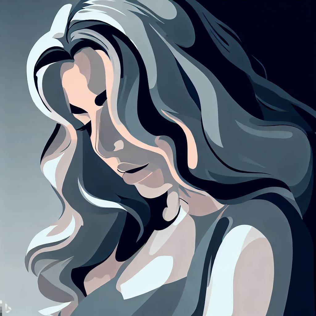 Mujer mirando al piso