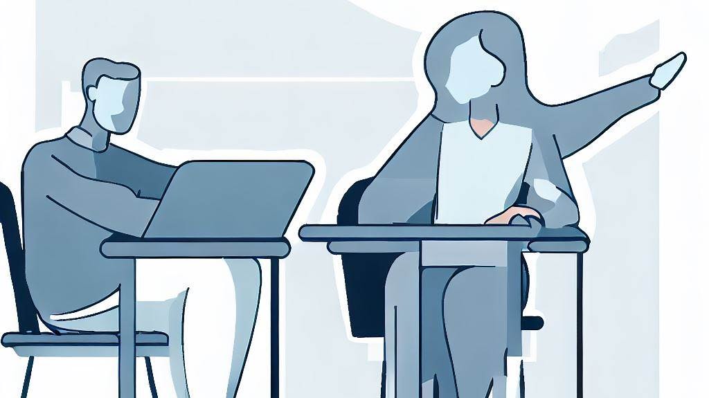 Imagen en vectores de pareja en examen