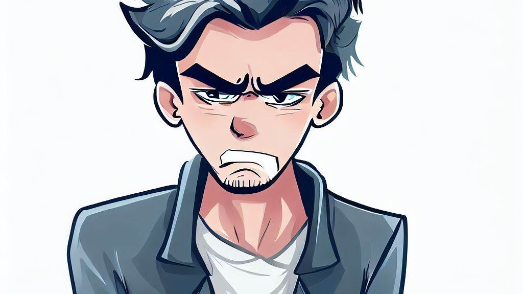 Imagen en vectores, hombre molesto