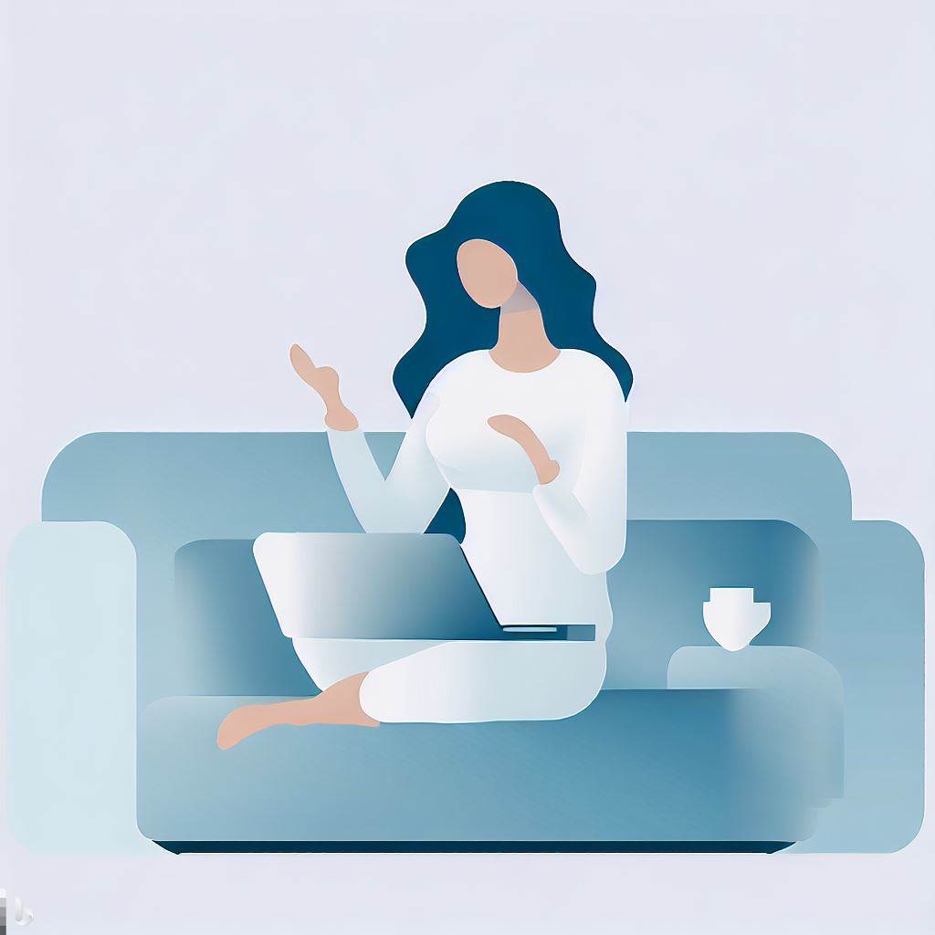 Imagen en vectores de mujer en terapia en línea