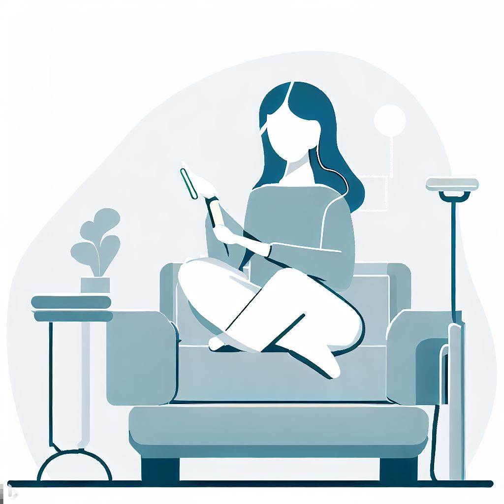 Imagen en vectores de mujer tomando terapia en línea