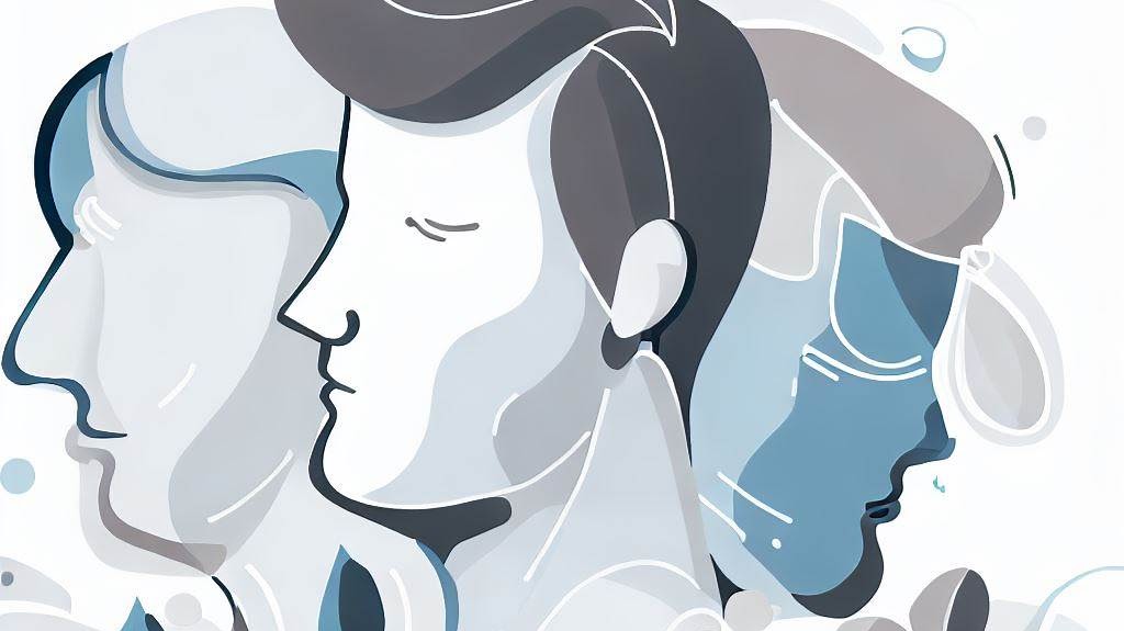 Imagen en vectores de Hombre en proceso de cambio por la terapia en línea