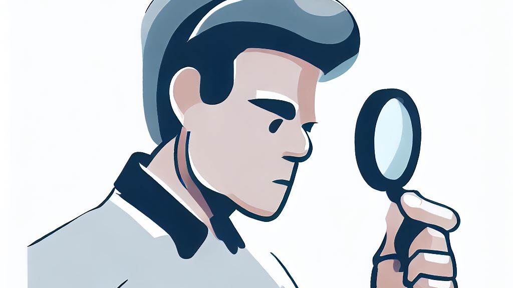 Imagen en vectores de hombre viendo a través de una lupa