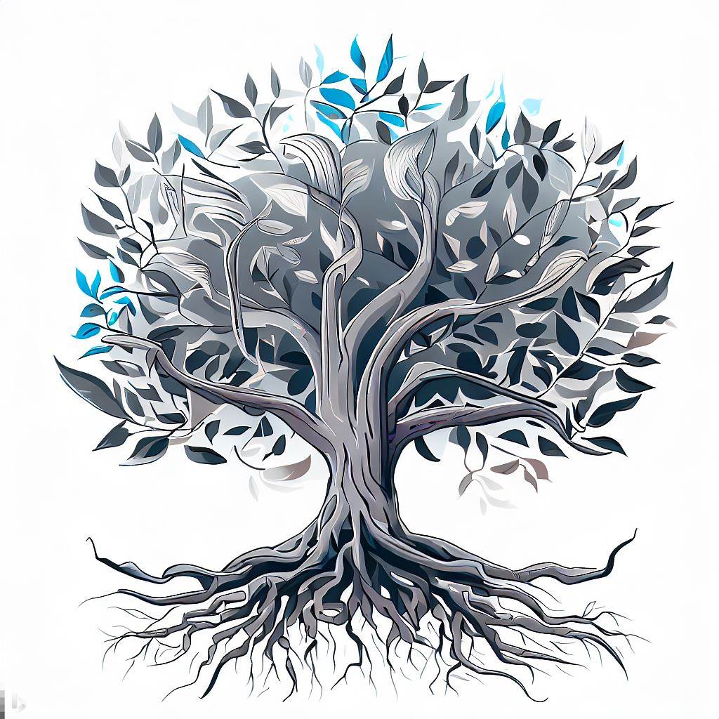 Imagen en vectores de árbol y ríces