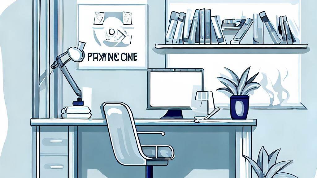 Imagen en vectores de consultorio de terapia en línea