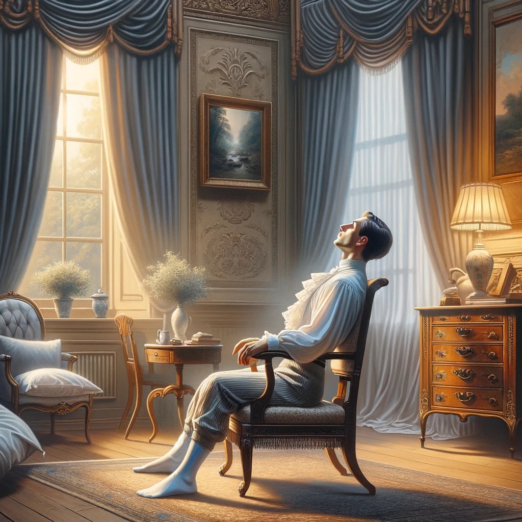  imagen en estilo clasicismo que muestra un dormitorio moderno equipado con tecnología para el sueño, fusionando elementos clásicos y modernos. 