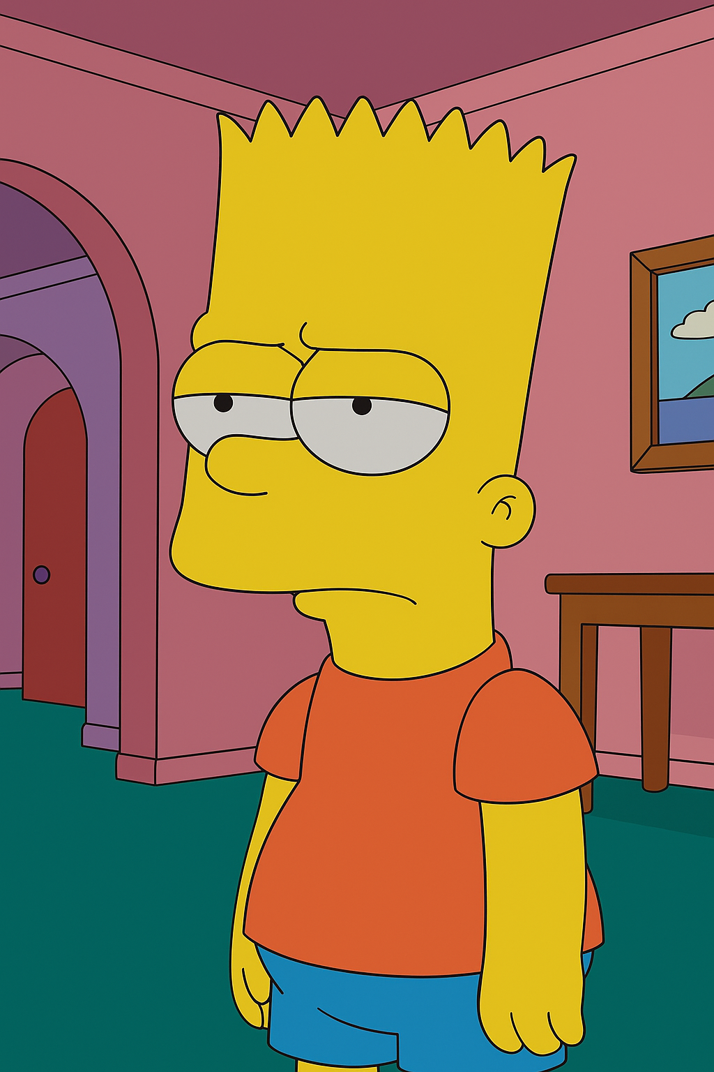 Bart Simpson en la sala de su casa