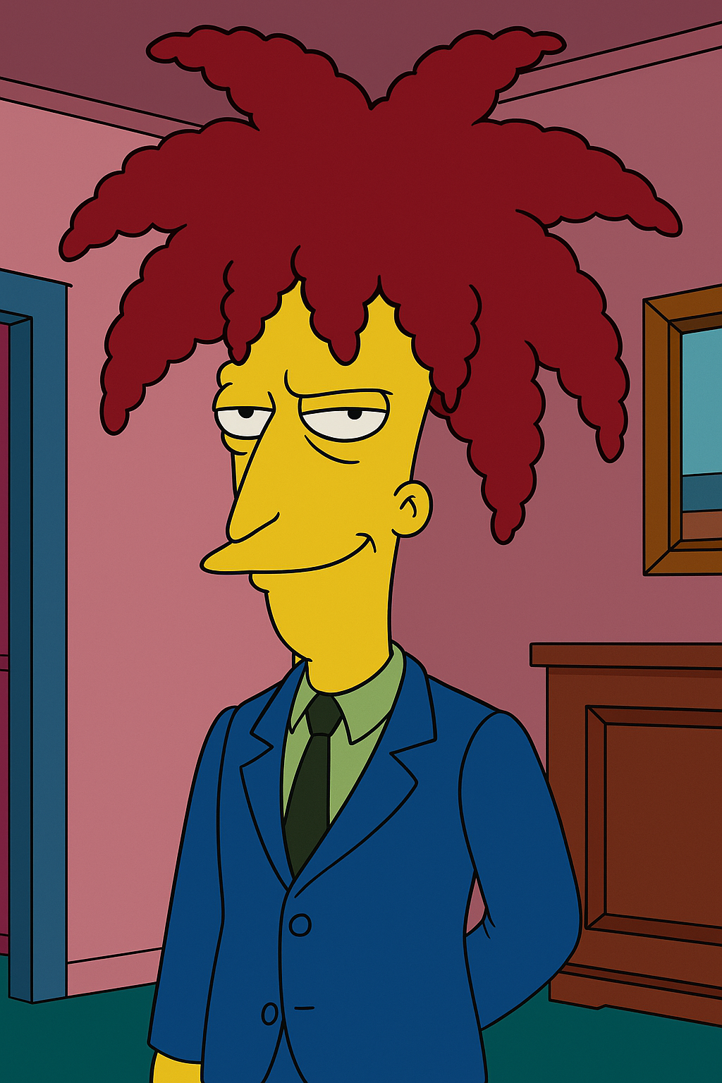 Bob Patiño (Sideshow Bob) en la sala de los simpsons