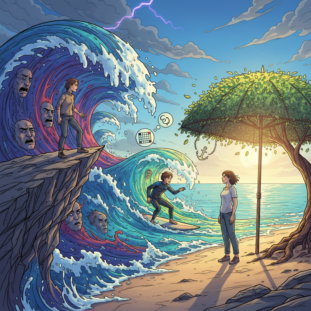 Ilustración estilo cómic introductoria sobre ansiedad